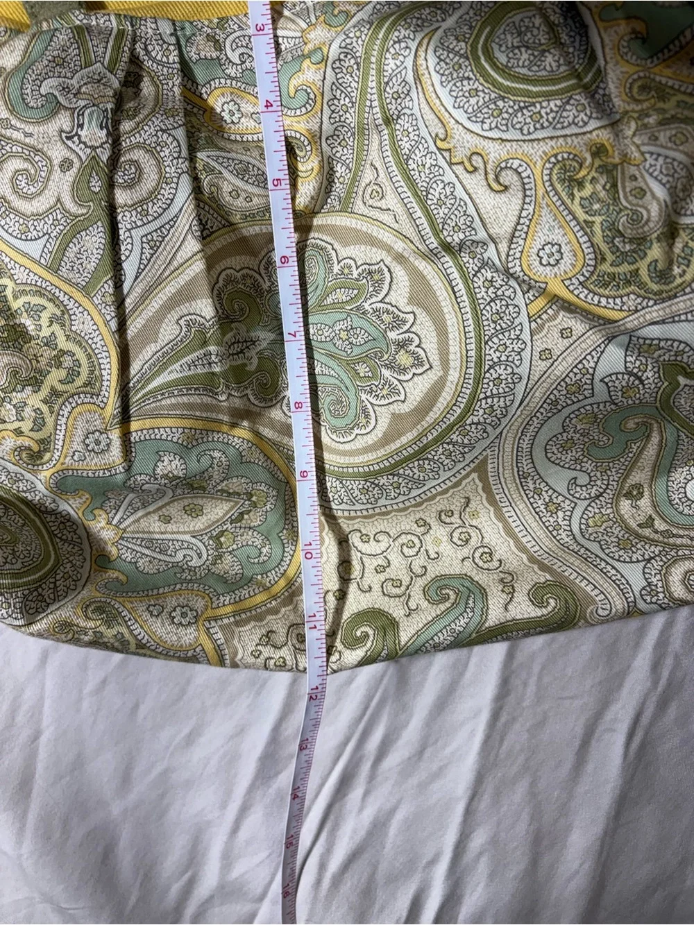 Paisley-Print Shoulder Tote in Yellow and Olive